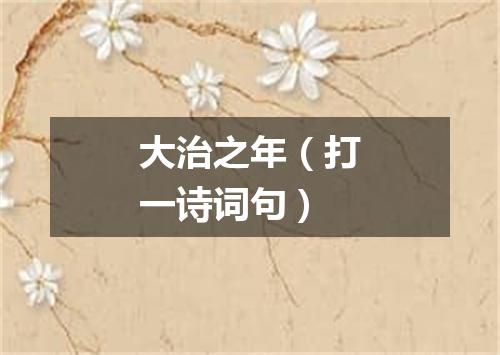 大治之年（打一诗词句）