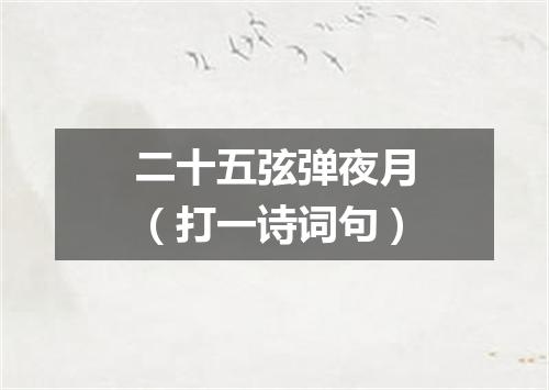 二十五弦弹夜月（打一诗词句）