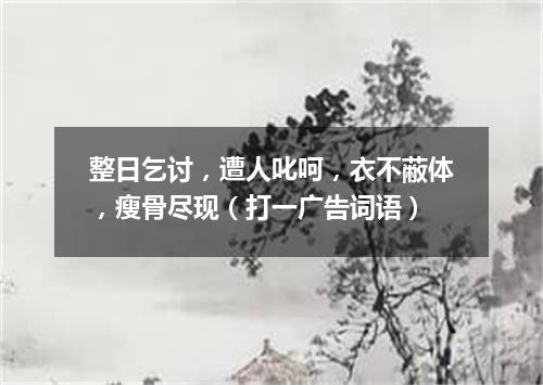 整日乞讨，遭人叱呵，衣不蔽体，瘦骨尽现（打一广告词语）