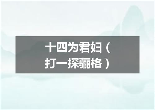 十四为君妇（打一探骊格）