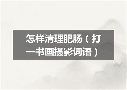 怎样清理肥肠（打一书画摄影词语）