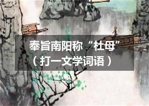 奉旨南阳称“杜母”（打一文学词语）
