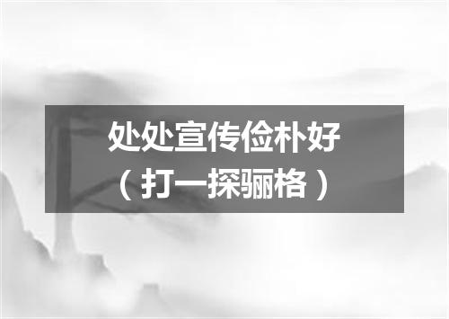 处处宣传俭朴好（打一探骊格）