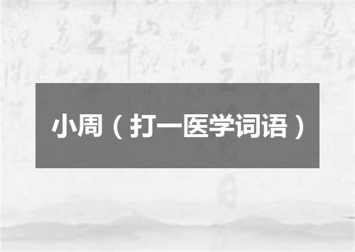 小周（打一医学词语）