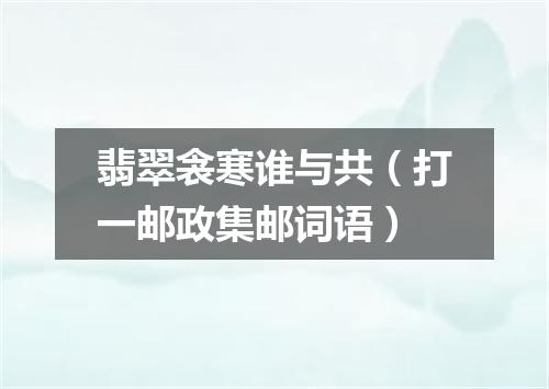 翡翠衾寒谁与共（打一邮政集邮词语）
