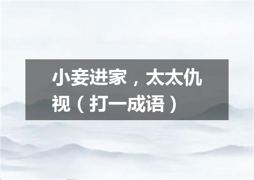 小妾进家，太太仇视（打一成语）