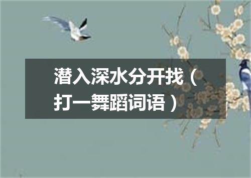 潜入深水分开找（打一舞蹈词语）
