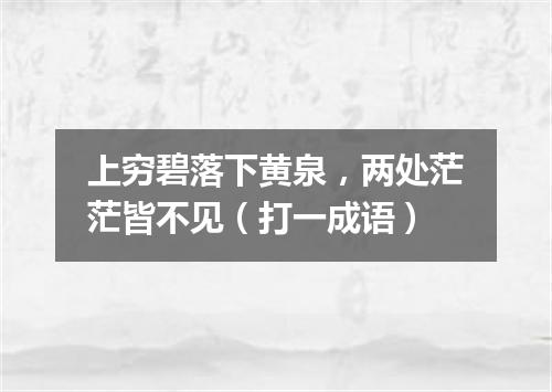 上穷碧落下黄泉，两处茫茫皆不见（打一成语）