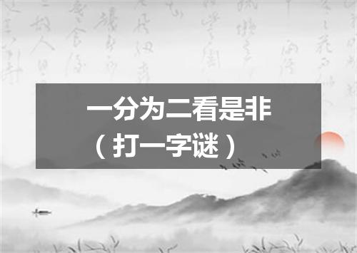 一分为二看是非（打一字谜）