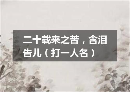 二十载来之苦，含泪告儿（打一人名）