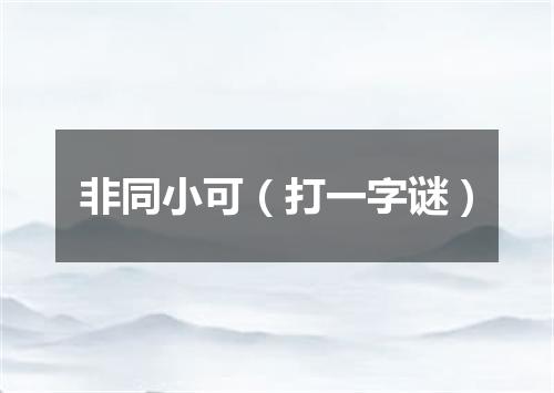 非同小可（打一字谜）