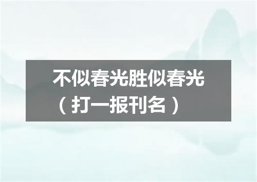 不似春光胜似春光（打一报刊名）