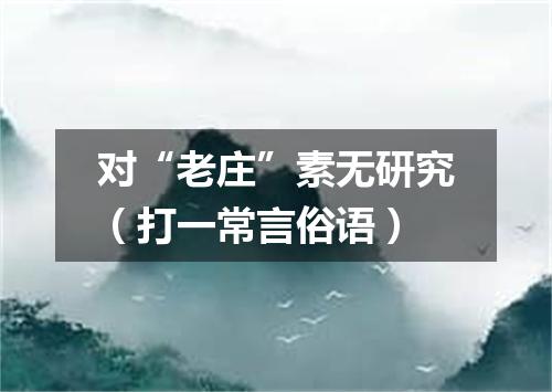 对“老庄”素无研究（打一常言俗语）