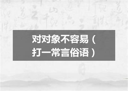 对对象不容易（打一常言俗语）