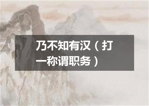 乃不知有汉（打一称谓职务）