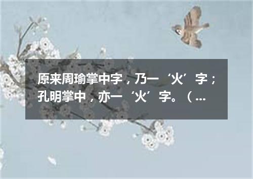 原来周瑜掌中字，乃一‘火’字；孔明掌中，亦一‘火’字。（打一网络电脑词语）