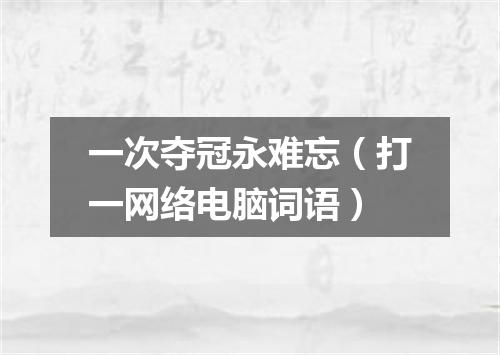 一次夺冠永难忘（打一网络电脑词语）