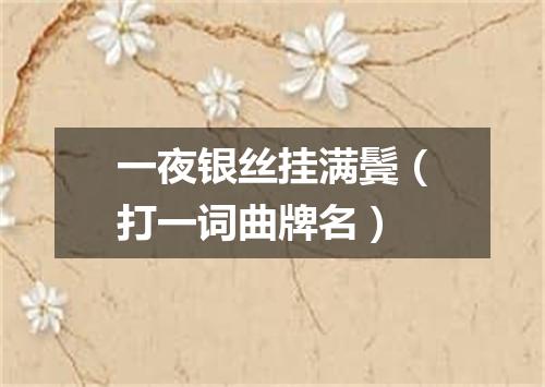 一夜银丝挂满鬓（打一词曲牌名）