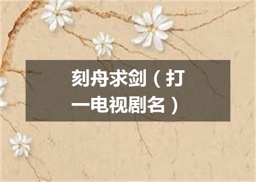 刻舟求剑（打一电视剧名）