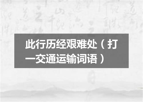 此行历经艰难处（打一交通运输词语）
