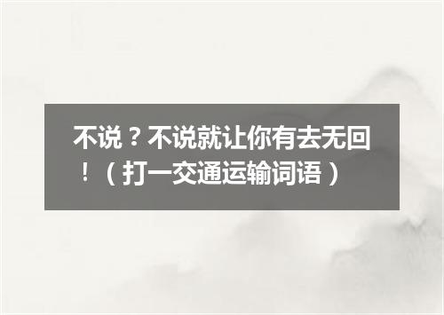 不说？不说就让你有去无回！（打一交通运输词语）