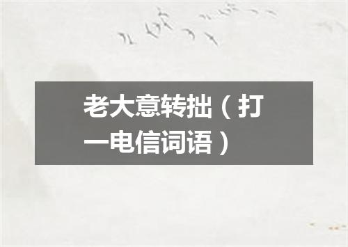 老大意转拙（打一电信词语）