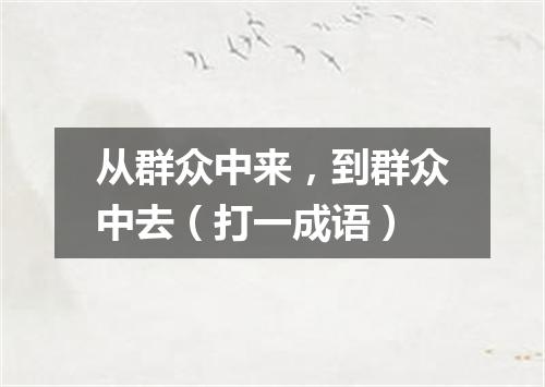 从群众中来，到群众中去（打一成语）