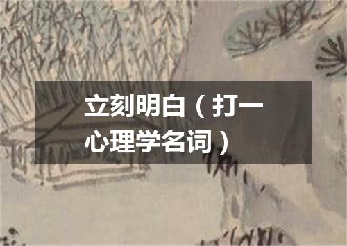 立刻明白（打一心理学名词）