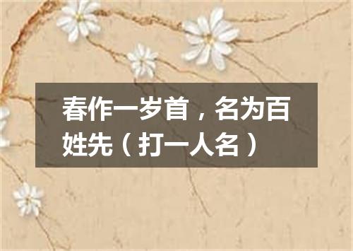 春作一岁首，名为百姓先（打一人名）