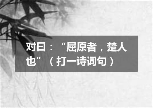 对曰：“屈原者，楚人也”（打一诗词句）