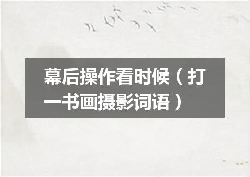 幕后操作看时候（打一书画摄影词语）