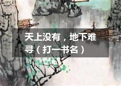 天上没有，地下难寻（打一书名）