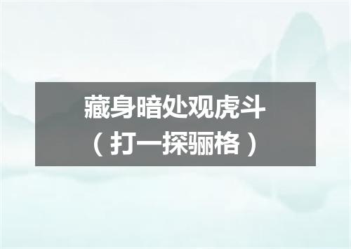 藏身暗处观虎斗（打一探骊格）