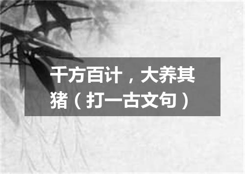 千方百计，大养其猪（打一古文句）