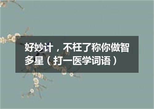 好妙计，不枉了称你做智多星（打一医学词语）