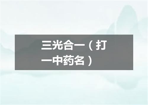 三光合一（打一中药名）