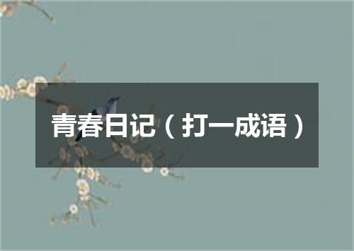 青春日记（打一成语）