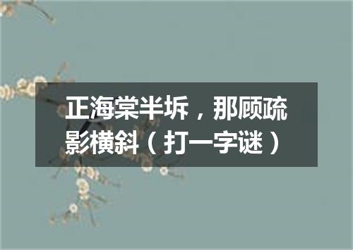 正海棠半坼，那顾疏影横斜（打一字谜）