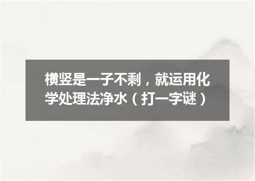 横竖是一子不剩，就运用化学处理法净水（打一字谜）