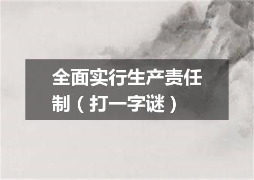 全面实行生产责任制（打一字谜）