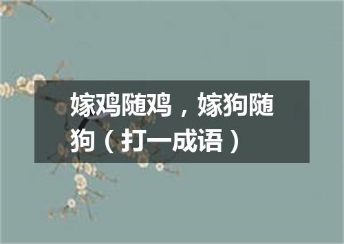 嫁鸡随鸡，嫁狗随狗（打一成语）