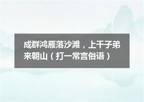 成群鸿雁落沙滩，上千子弟来朝山（打一常言俗语）