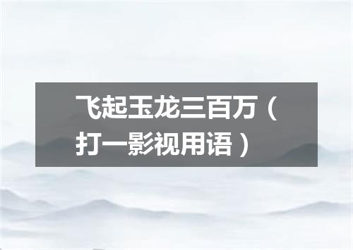 飞起玉龙三百万（打一影视用语）
