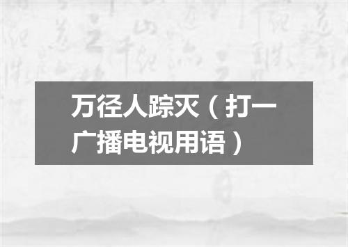万径人踪灭（打一广播电视用语）