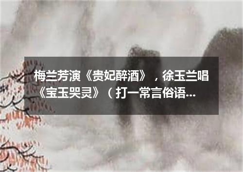 梅兰芳演《贵妃醉酒》，徐玉兰唱《宝玉哭灵》（打一常言俗语）