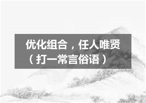 优化组合，任人唯贤（打一常言俗语）