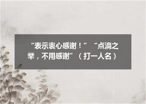“表示衷心感谢！”“点滴之举，不用感谢”（打一人名）