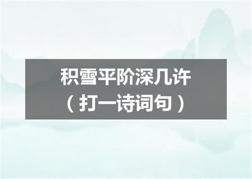 积雪平阶深几许（打一诗词句）