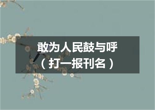 敢为人民鼓与呼（打一报刊名）