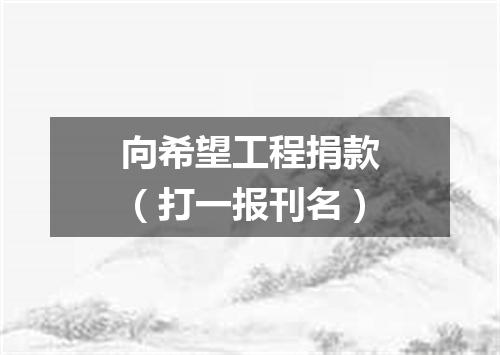 向希望工程捐款（打一报刊名）